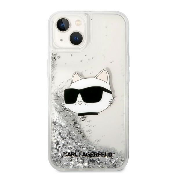 Karl Lagerfeld Hülle für iPhone 14 Plus 6,7" /Silber Case Glitter Choupette Head