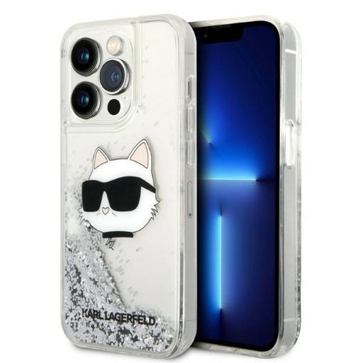 Karl Lagerfeld Hülle für iPhone 14 Pro 6,1" /Silber Case Glitter Choupette Head