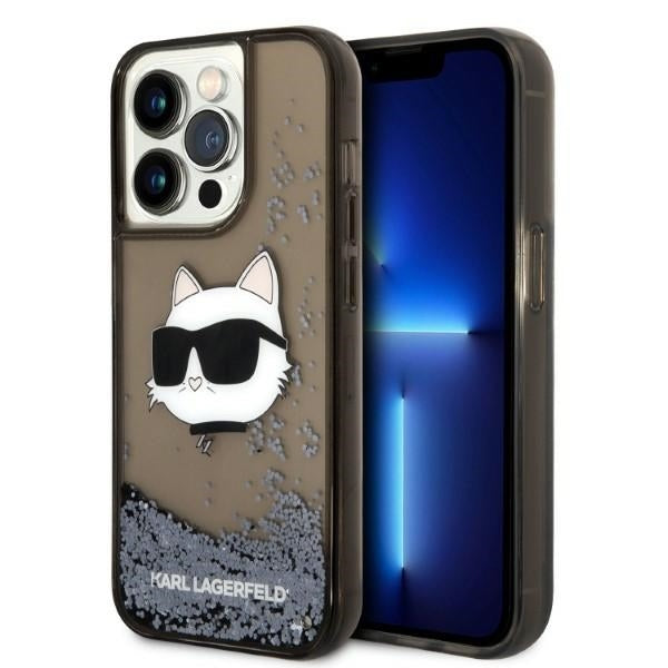 Karl Lagerfeld Hülle für iPhone 14 Pro 6,1" /Schwarz Case Glitter Choupette Head