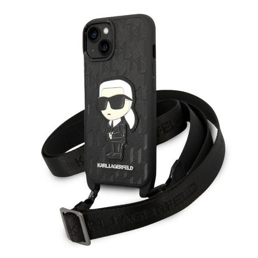 Karl Lagerfeld Hülle für iPhone 14 Plus 6,7" /Schwarz Case Monogram Ikonik Patch