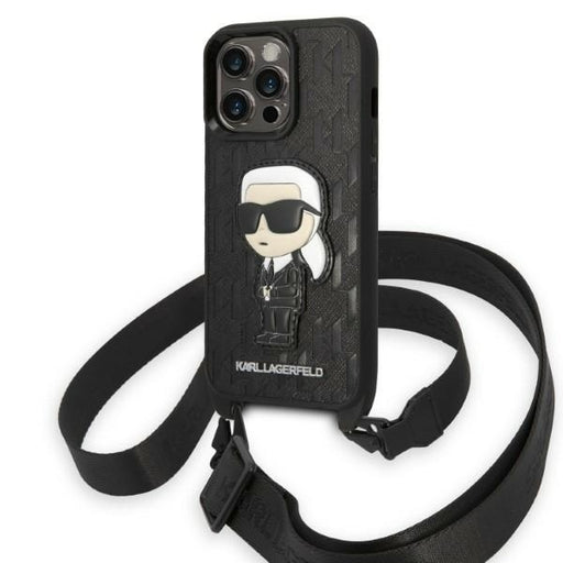 Karl Lagerfeld Hülle für iPhone 14 Pro 6,1" /Schwarz Case Monogram Ikonik Patch