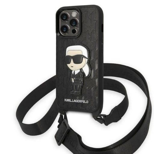 Karl Lagerfeld Hülle für iPhone 14 Pro Max 6,7" /Schwarz Case Monogram Ikonik Patch