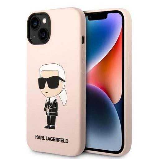 Karl Lagerfeld Hülle für iPhone 14 6,1" hardCase /Rosa Silikon Ikonik Magsafe