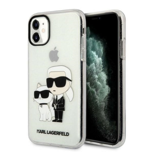Karl Lagerfeld Hülle für iPhone 11 / Xr 6,1" transparent hardcase Gliter Karl&Choupette