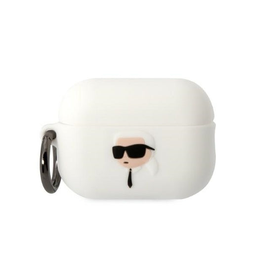 Karl Lagerfeld Hülle für AirPods Pro 2 (2022/2023) cover Weiss Silikon Karl Head 3D