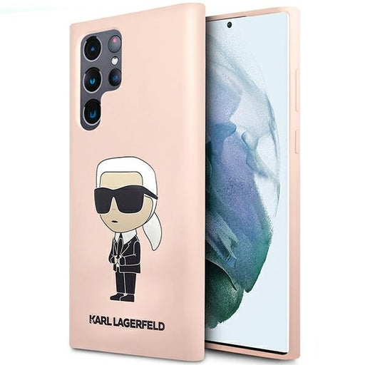 Karl Lagerfeld Hülle für Samsung Galaxy S23 Ultra Case Hülle /Rosa Silikon Ikonik