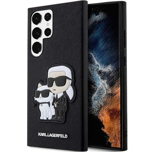 Karl Lagerfeld Hülle für Samsung Galaxy S23 Ultra Case Hülle /Schwarz Saffiano Karl & Choupette
