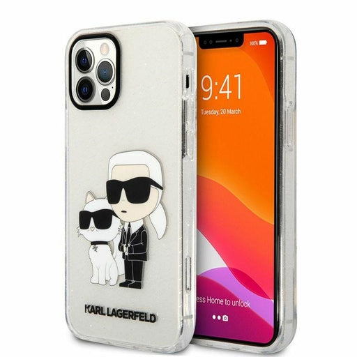 Karl Lagerfeld Hülle für iPhone 12 /12 Pro 6,1" transparent Case Gliter Karl&Choupette