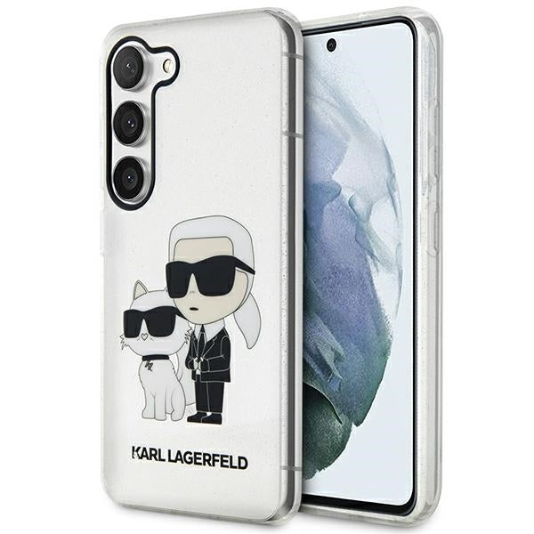 Karl Lagerfeld Hülle für Samsung Galaxy S23+ transparent Case Gliter Karl&Choupette