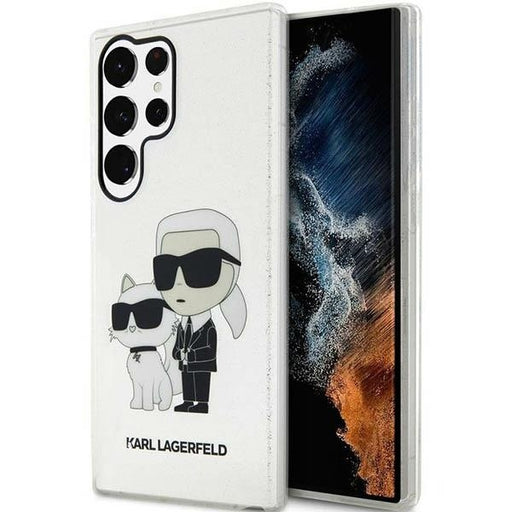 Karl Lagerfeld Hülle für Samsung Galaxy S23 Ultra transparent Case Hülle Gliter Karl&Choupette
