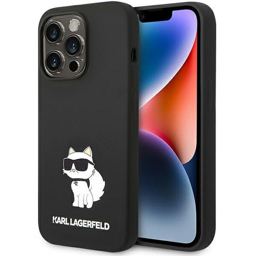 Karl Lagerfeld Hülle für iPhone 14 Pro 6,1" Case /Schwarz Silikon Choupette MagSafe