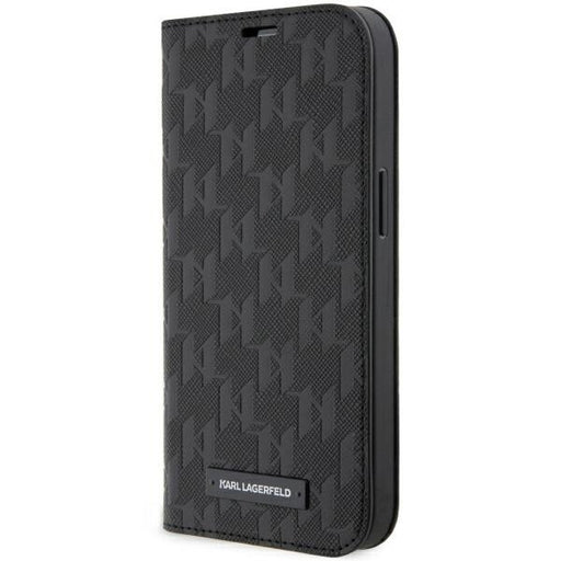 Karl Lagerfeld Hülle für iPhone 14 Pro bookcase Schwarz Saffiano Monogram