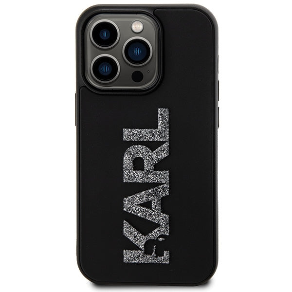 karl-lagerfeld-hulle-fur-iphone-15-pro-6-1-schwarz-hardcase-3d-rubber-glitter-logo