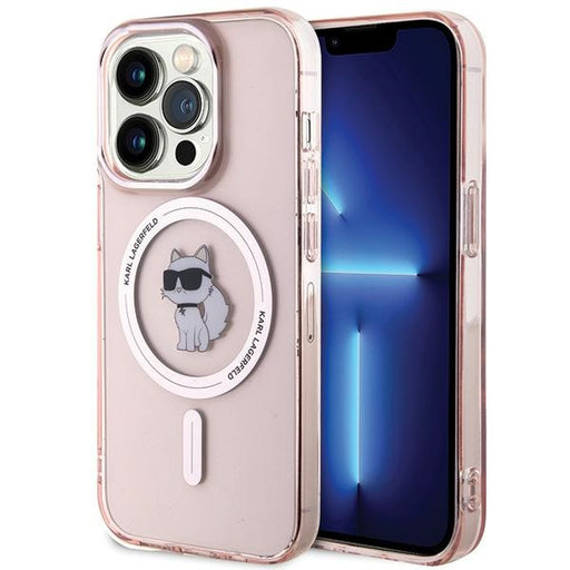 Karl Lagerfeld Hülle für iPhone 15 Pro Rosa hardcase IML Choupette MagSafe