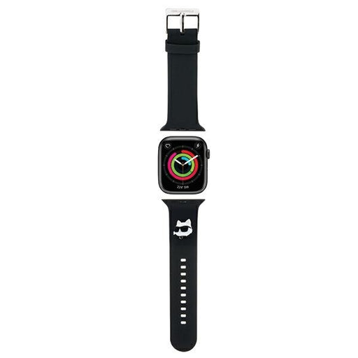Karl Lagerfeld Uhr Armband für Apple Watch 38/40/41mm Schwarz strap 3D Rubber Choupette Heads