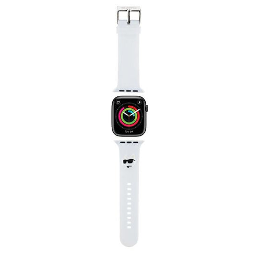 Karl Lagerfeld Uhr Armband für Apple Watch 42/44/45/49mm Weiss strap 3D Rubber Choupette Head