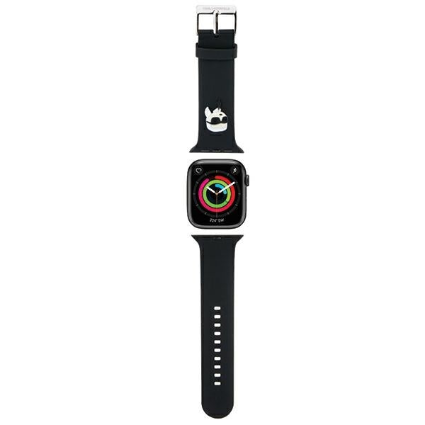 Karl Lagerfeld Uhr Armband für Apple Watch 42/44/45/49mm Schwarz strap 3D Rubber Karl Head