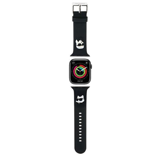 Karl Lagerfeld Uhr Armband für Apple Watch 42/44/45/49mm Schwarz strap 3D Rubber Karl&Choupette Heads