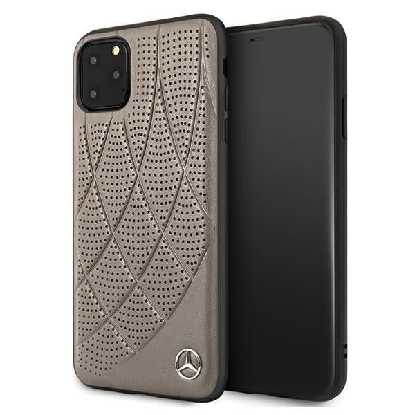 iPhone 11 Pro Max Hülle Mercedes Benz Quilted Perf Echtes Leather Cover Braun
