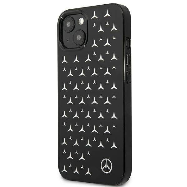 mercedes-benz-hulle-fur-iphone-13-6-1-schwarz-hardcase-silber-stars-pattern