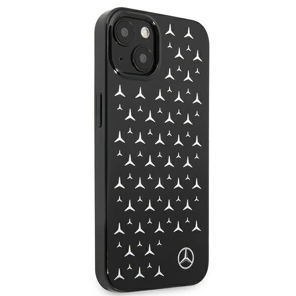 mercedes-benz-hulle-fur-iphone-13-6-1-schwarz-hardcase-silber-stars-pattern