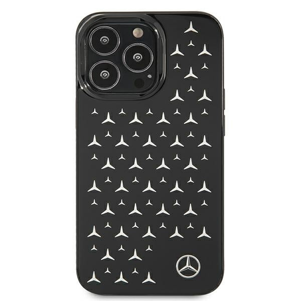 mercedes-benz-hulle-fur-iphone-13-pro-13-6-1-schwarz-case-silber-stars-pattern