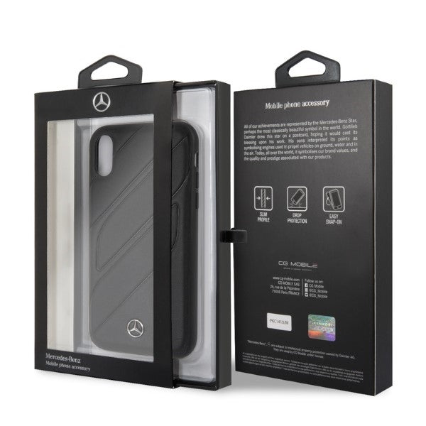 iPhone XR Handyhülle - Mercedes-Benz - Organic II - Leder Hardcover - Schwarz