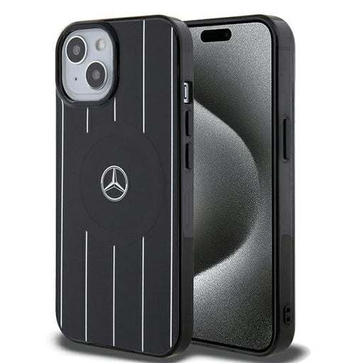 Mercedes-Benz iPhone 15 Hülle Hardcase - Double Layer Magsafe Case - Crossed Lines - Schwarz
