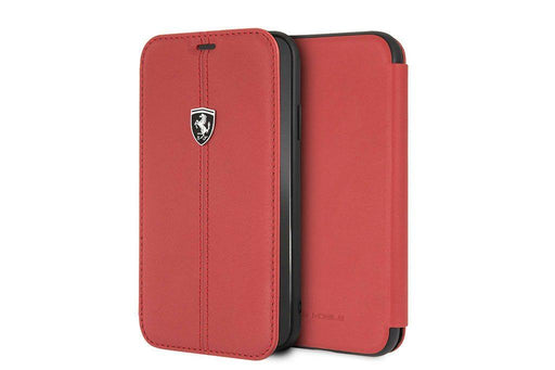 iPhone X/Xs Handytasche Ferrari - Vertical Stripe Leder -Book Cover - Rot
