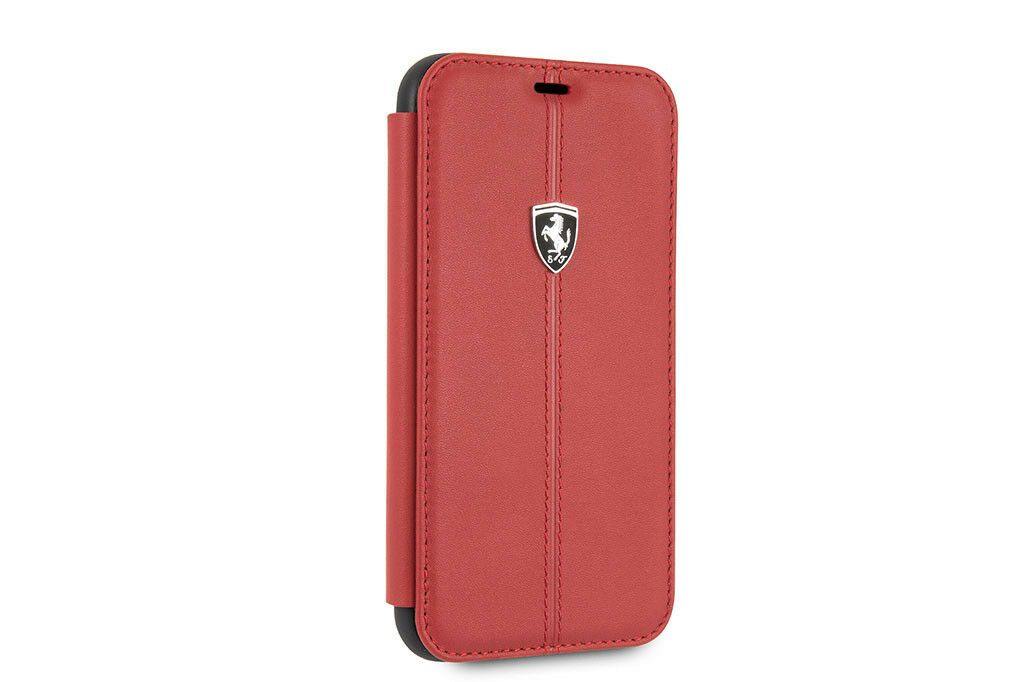 Ferrari Handyhülle iPhone XR Handytasche Ferrari - Vertical Stripe Leder -Book Cover - Rot