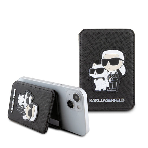 Karl Lagerfeld Magnetic Card Holder - Magsafe compatible - Stand Function - K&C - Schwarz
