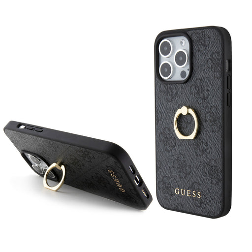 Guess iPhone 15 Pro Max Hülle Hardcase - 4G - Mit Ringhalter - Grau