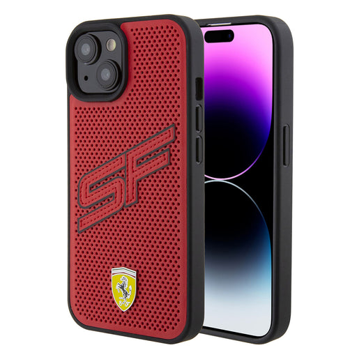 Ferrari Hülle für iPhone 15 Hardcase-Hülle - Perforated - Rot