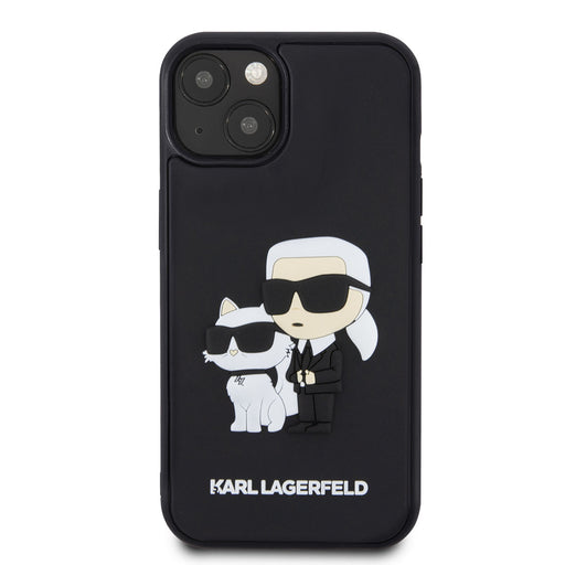 Karl Lagerfeld iPhone 15 Silikonhülle - 3D Rubber - NFT K&C - Schwarz