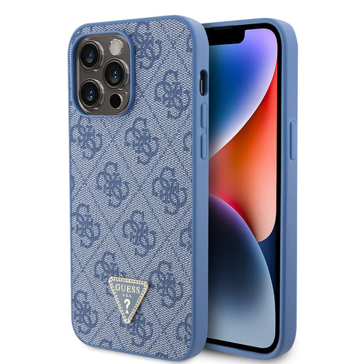 Guess iPhone 14 Pro Max Hülle Hardcase - 4G Logo - Strass - Blau