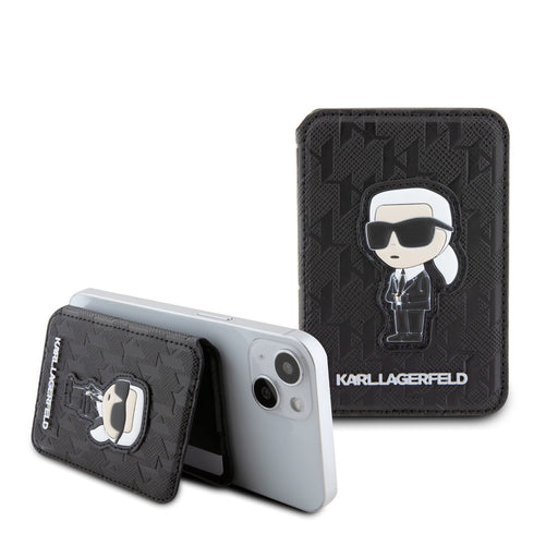 Karl Lagerfeld Magnetic Card Holder - Magsafe compatible - Stand Function - Karl - Schwarz