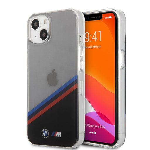 BMW Hülle Hardcase iPhone 13 Mini - Diagonal - Tricolor - Transparent
