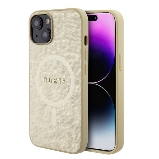 Guess Hülle für iPhone 14 Hardcase-Hülle - Saffiano - Beige