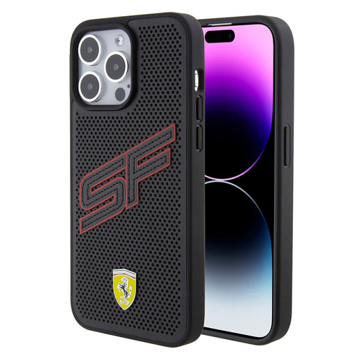 Ferrari Hülle für iPhone 15 Pro Max Hardcase-Hülle - Perforated - Schwarz