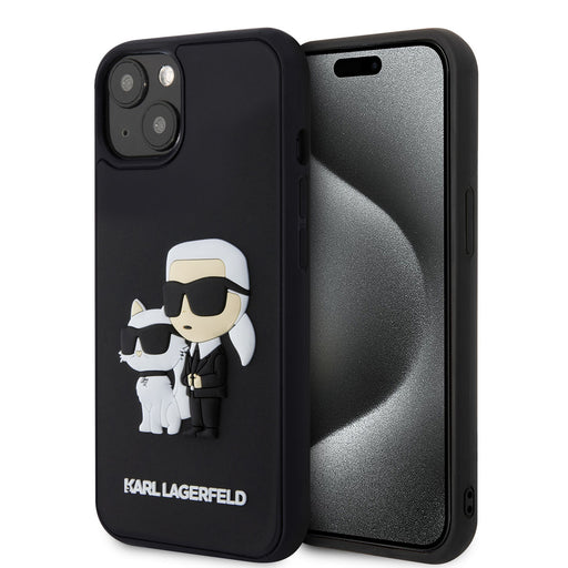 Karl Lagerfeld iPhone 15 Plus Silikonhülle - 3D Rubber - NFT K&C - Schwarz