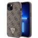 Guess iPhone 14 Hülle Hardcase - 4G Logo - Strass - Braun