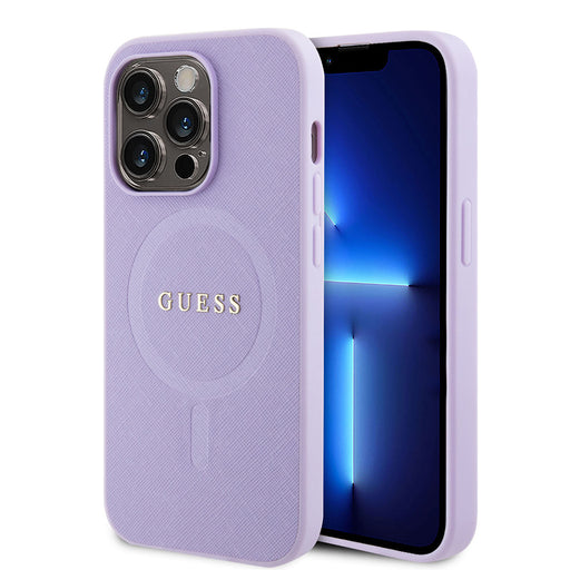 Guess Hülle für iPhone 14 Pro Hardcase-Hülle - Saffiano - Lila