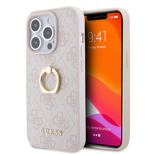 Guess iPhone 15 Pro Hülle Hardcase - 4G - Mit Ringhalter - Rosa