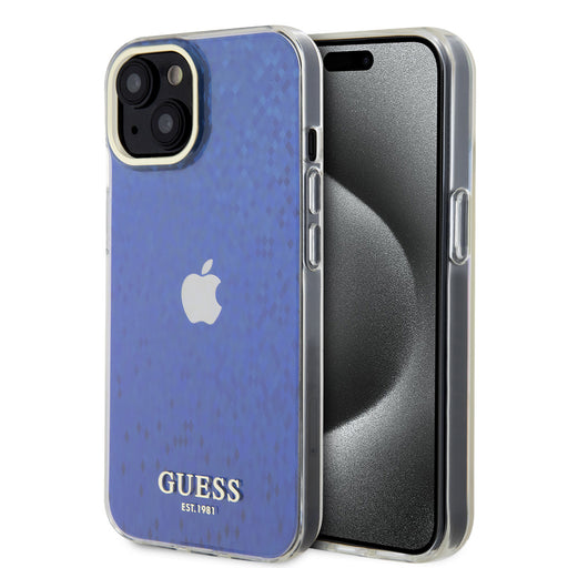 Guess Hülle für iPhone 15 Hardcase-Rückseite - Faceted Mirror - Disco Lila