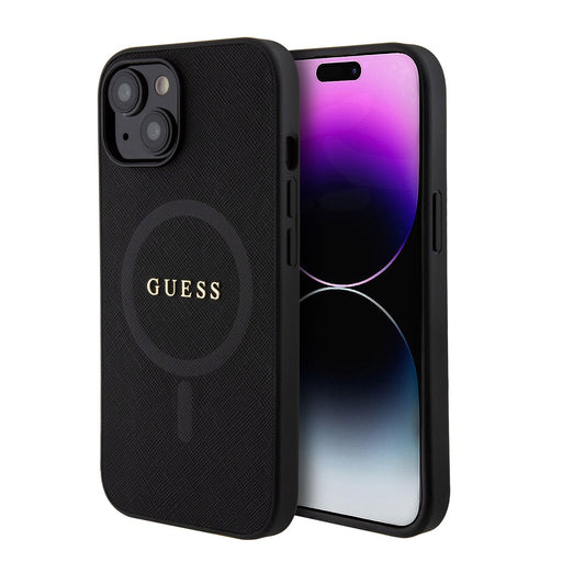 Guess Hülle für iPhone 14 Hardcase-Hülle - Saffiano - Schwarz