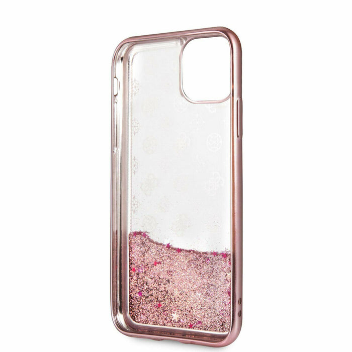 Guess Handyhülle iPhone 11 Pro  HandyHülle Guess 4G Peony Glitter Cover Rosa