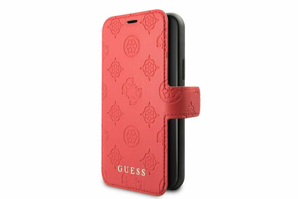 Guess Handyhülle iPhone 11 Pro  Handytasche Guess Debossed Peony Book Case Rot