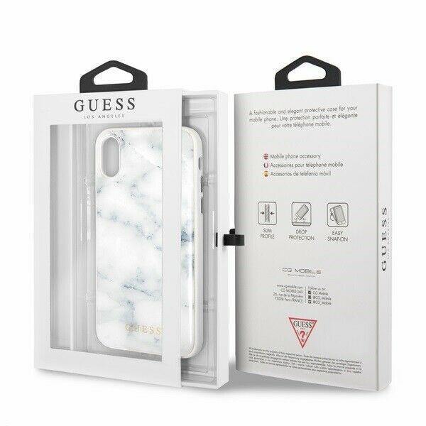Guess Handyhülle iPhone X/XS Handyhülle Guess Marble Hardcase Hülle Weiß
