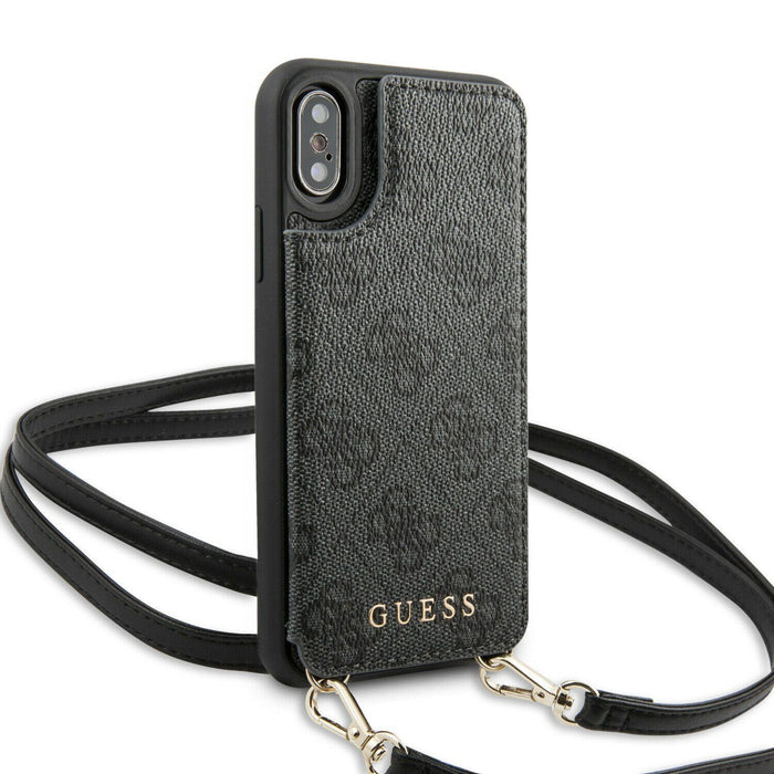 iPhone XS/X Hülle Guess 4G Crossbody Cardslot Cover Grau
