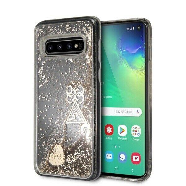 Samsung Galaxy 10e Hülle- Guess Glitter Hearts TPU Hülle - Gold